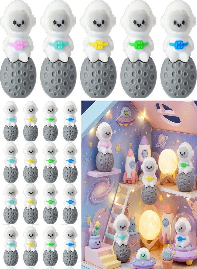 Sonwyoung 25 Pcs Mini Astronaut Figurines Tiny Spaceman Toys for Kids Easter Egg Stuffers School Gift Piñata Goodie Bag DIY Garden Tabletop Dollhouse Decor Space Cake Topper (Seated Pose) - Image 1